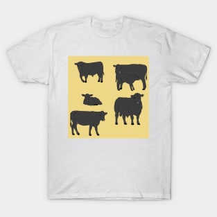 Angus Cattle Pattern Yellow T-Shirt